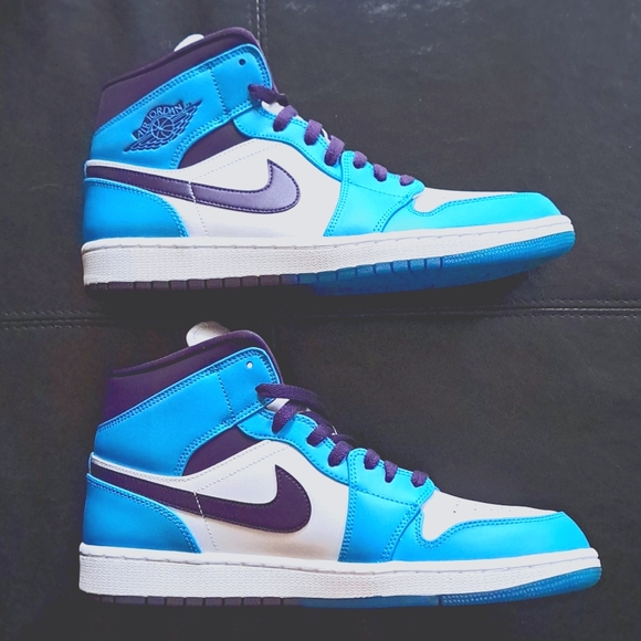 Size 10 Mens Jordan 1 Mid Hornets 2018 NWT - Picture 6 of 10